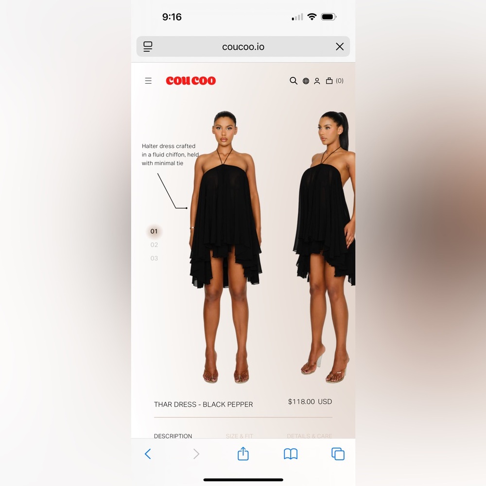 Coucoo Thar dress in black pepper